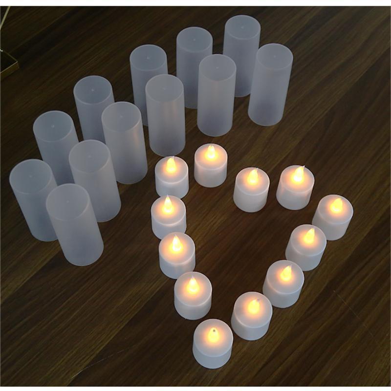 12pcs/Set 300Mah 100 Hours On Time Warm White Flickering  Flameless Multi Color USB Remote Control Rechargeable Tea Lights