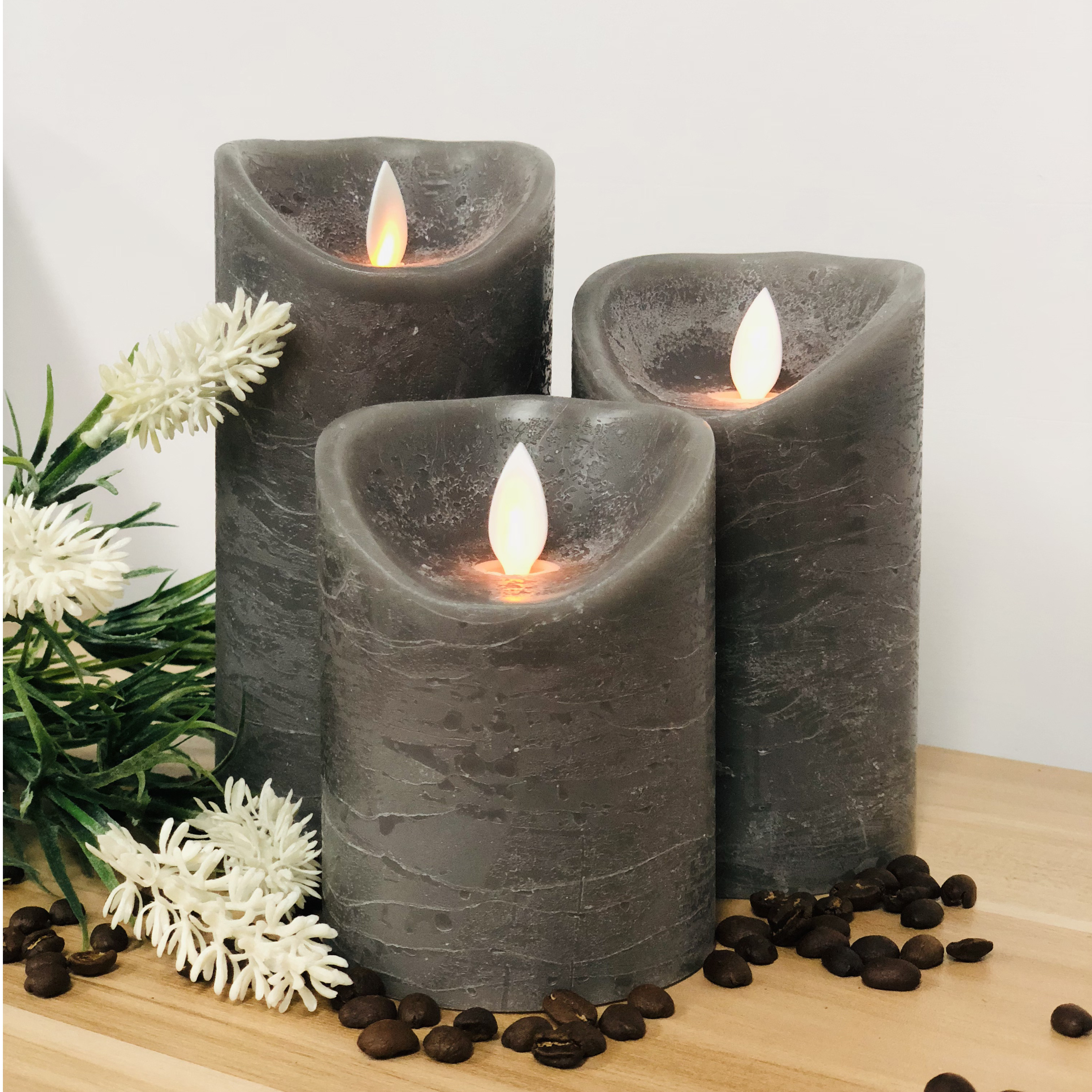 Battery Operated Grey Color Wholesale Moving Candle Wick Wedding D7.5 *H15CM Electric Led Candle