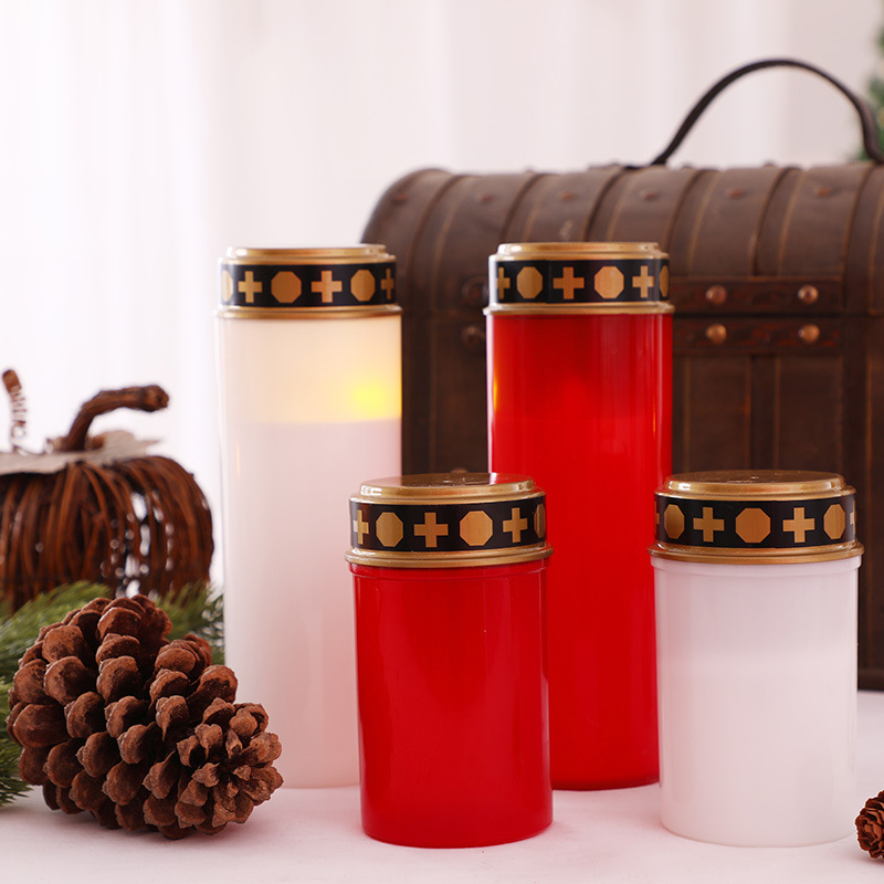 Wholesale Plastic Flickering Flameless LED Battery Operated 7X21cm  Tall Memorial Votive Candles for Church