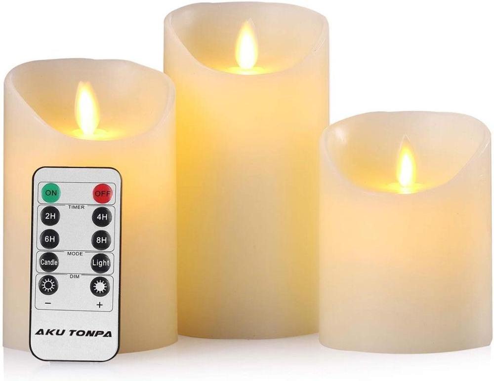 Holiday Living Time Flameless Table Wax Light  Activated Led Candle With Timer