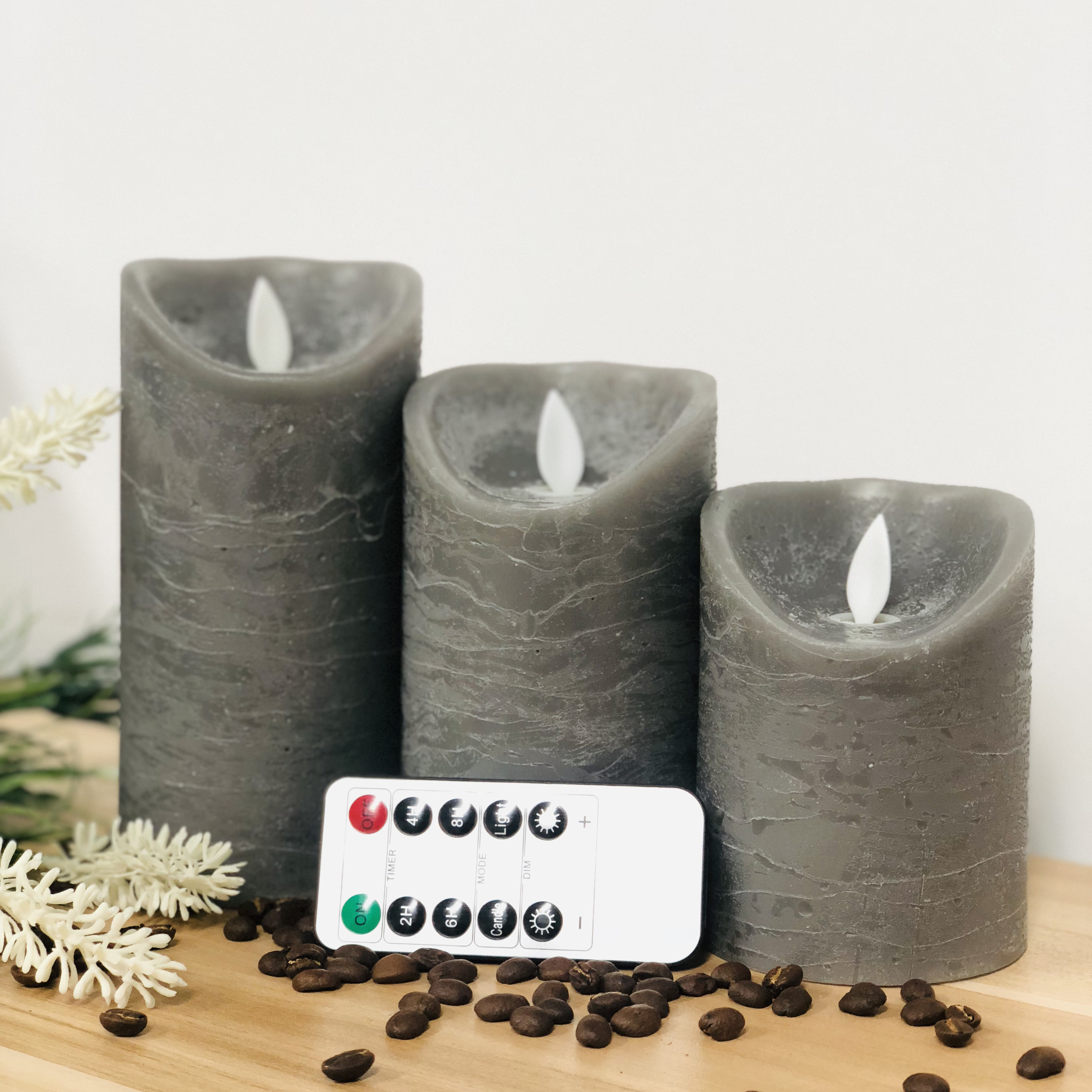 Battery Operated Grey Color Wholesale Moving Candle Wick Wedding D7.5 *H15CM Electric Led Candle