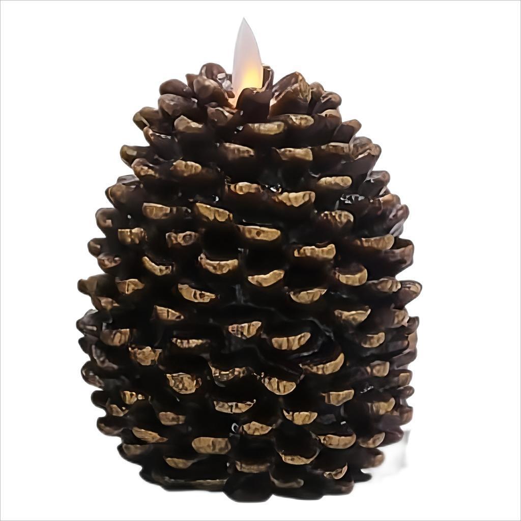 Remote Control White Brown Wax Battery Operated  Festival Ornament Deco Flameless Pine Christmas Tree Led Light Candle