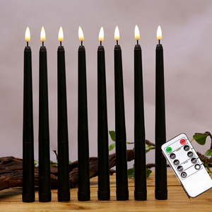 Wedding Favors 3D Bullet 11inch Flameless Black Plastic Led Taper Candle with Remote Control and Timer Wedding Decoration