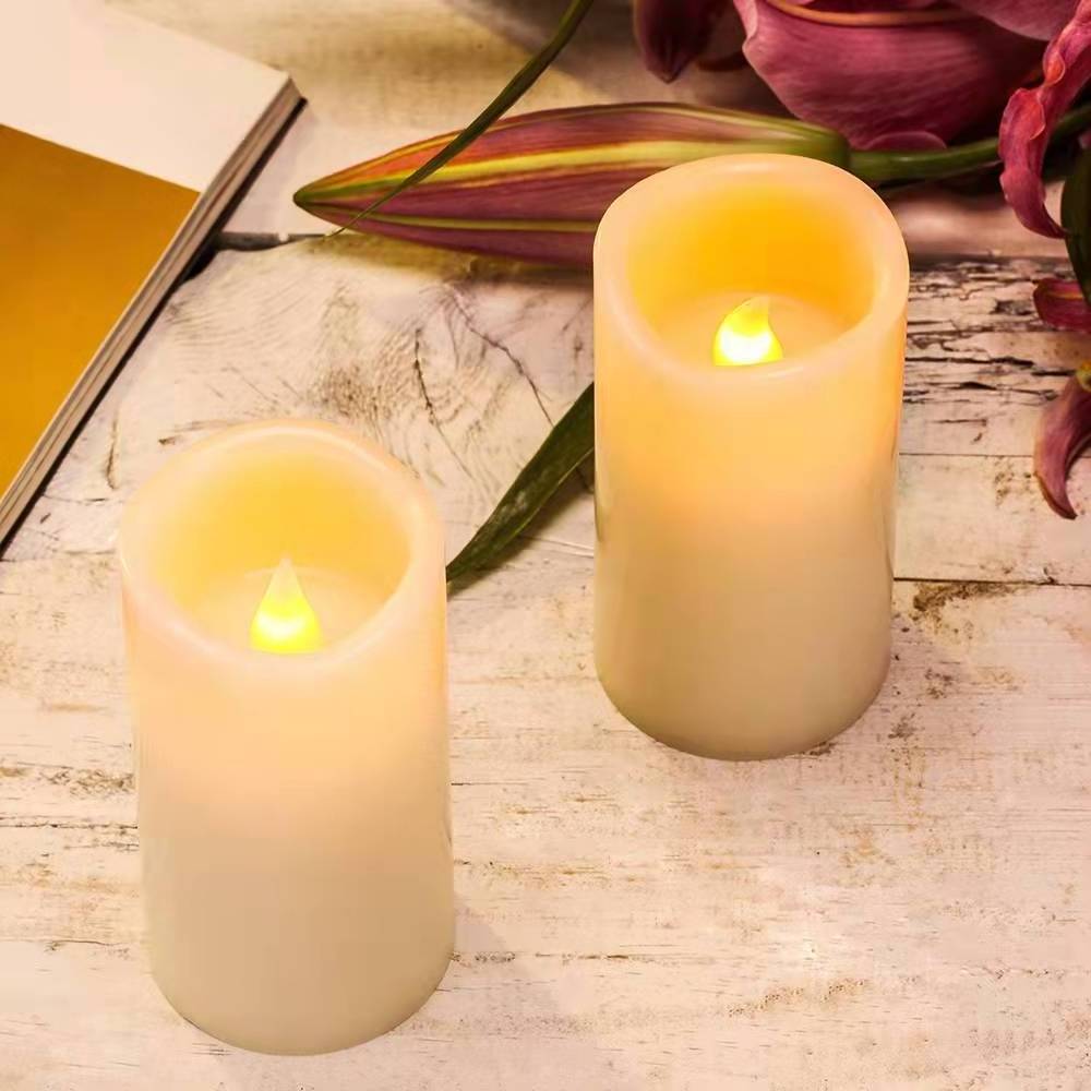 Wedding Decoration Set of 9 Remote Control With Battery Operated Decorative Led Candles Real Wax Pillar Flameless Candles Lights