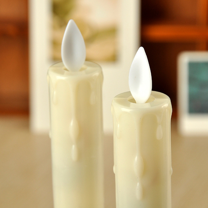 Wedding Favors Battery Operated 3D Flameless Moving Thin Plastic Taper Candles For Wedding Led Candles Table Decoration