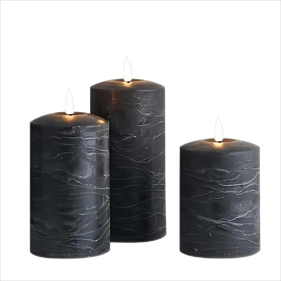 Personalized Color Rustic Textured Votive 3D Wick Real Wax flickering Flameless Candles LED Pillar Candles