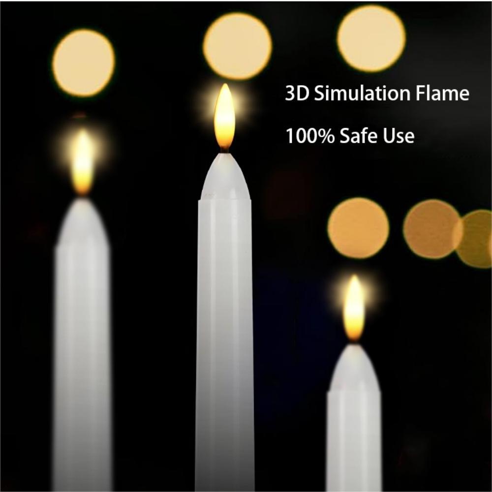 Hot Sales High Quality LED Home Decoration 3D Real Flame LED Candle Stick 10 Key Remote Control Rechargeable LED Taper Candle