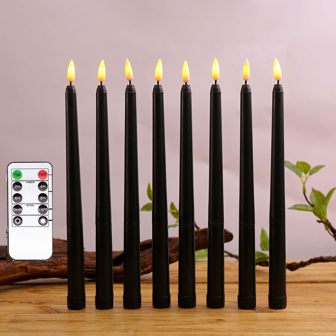 Wedding Favors 3D Bullet 11inch Flameless Black Plastic Led Taper Candle with Remote Control and Timer Wedding Decoration