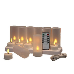 Wholesale led Tea Light Candles 3D Flame Rechargeable LED Tea Lights Set of 12