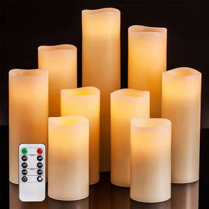 Wedding Decoration Set of 9 Remote Control With Battery Operated Decorative Led Candles Real Wax Pillar Flameless Candles Lights