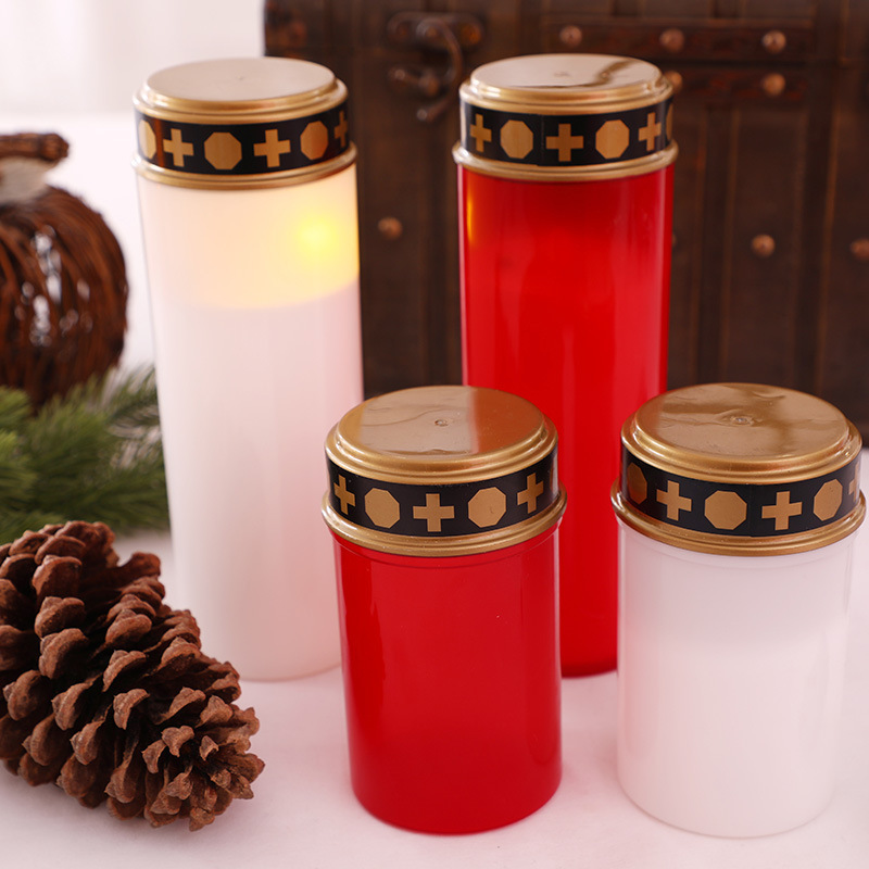 Wholesale Plastic Flickering Flameless LED Battery Operated 7X21cm  Tall Memorial Votive Candles for Church