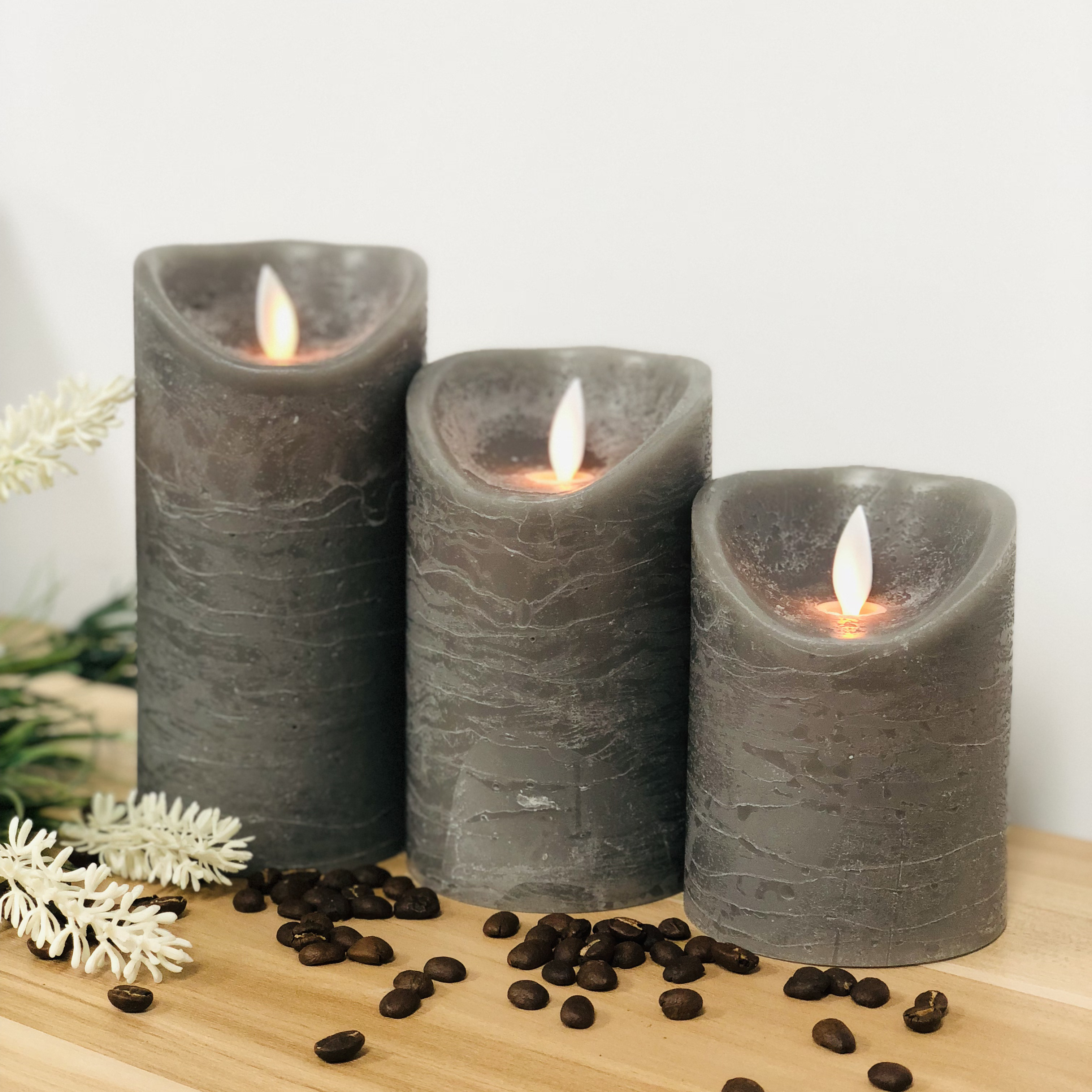 Battery Operated Grey Color Wholesale Moving Candle Wick Wedding D7.5 *H15CM Electric Led Candle