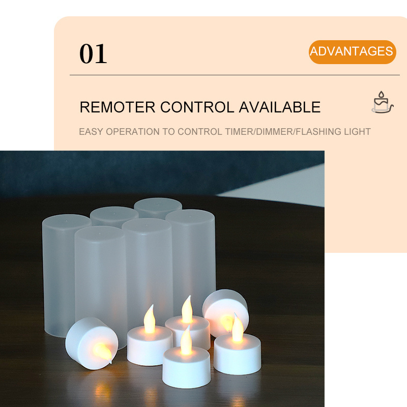 Romantic Weddings Bar Party Set 6 Timer 32Hours On Flickering Flameless USB Rechargeable Tea Light Candles With Remote Control