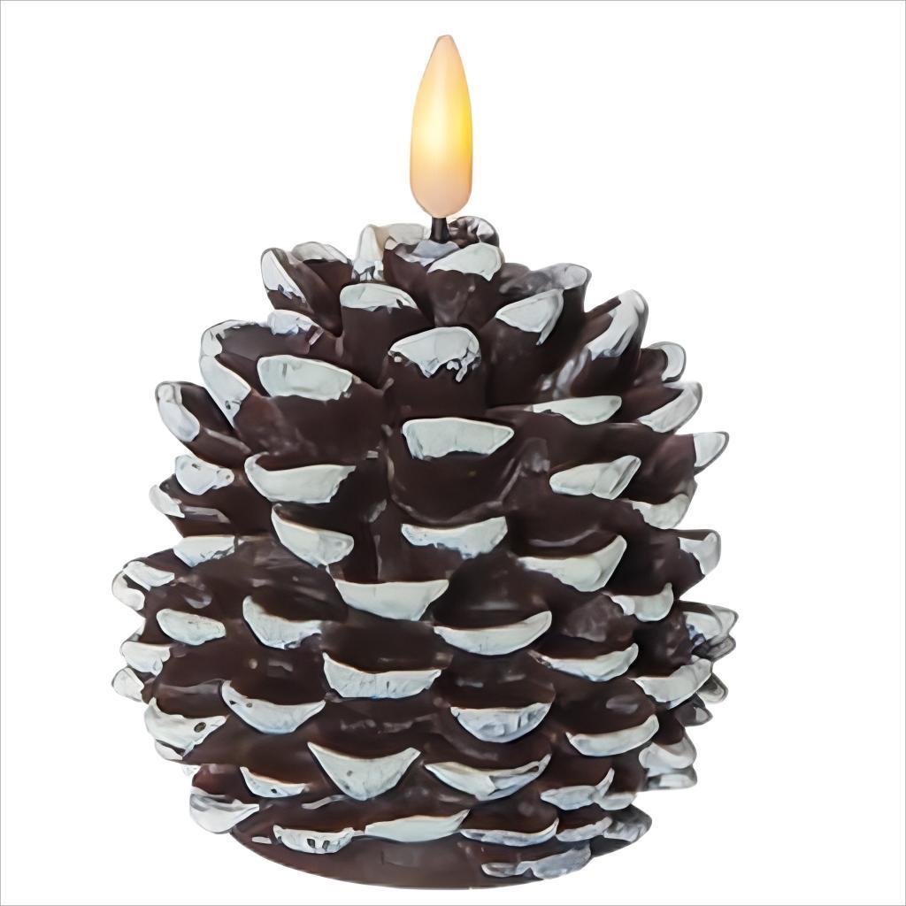 Remote Control White Brown Wax Battery Operated  Festival Ornament Deco Flameless Pine Christmas Tree Led Light Candle