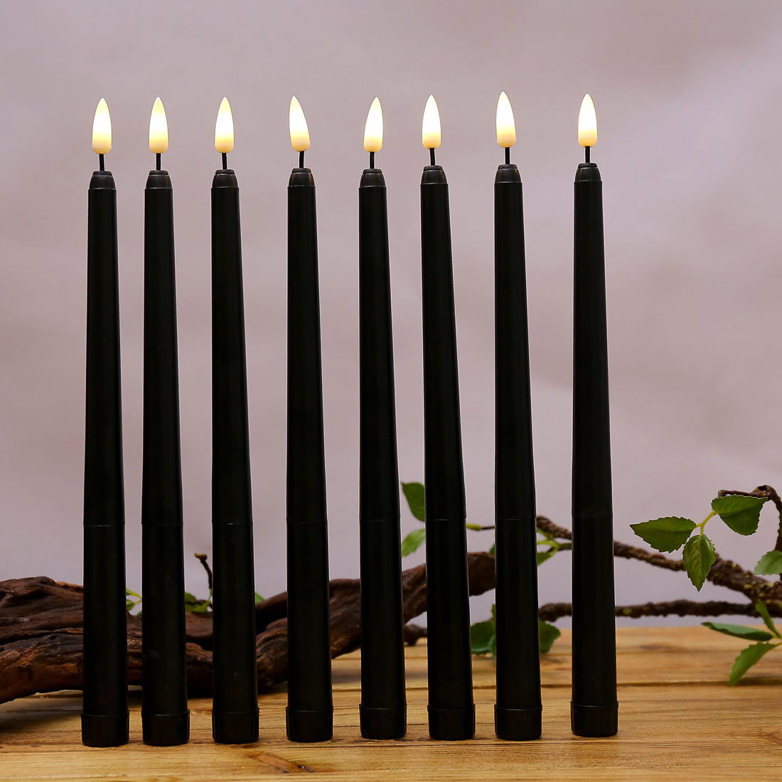 Wedding Favors 3D Bullet 11inch Flameless Black Plastic Led Taper Candle with Remote Control and Timer Wedding Decoration