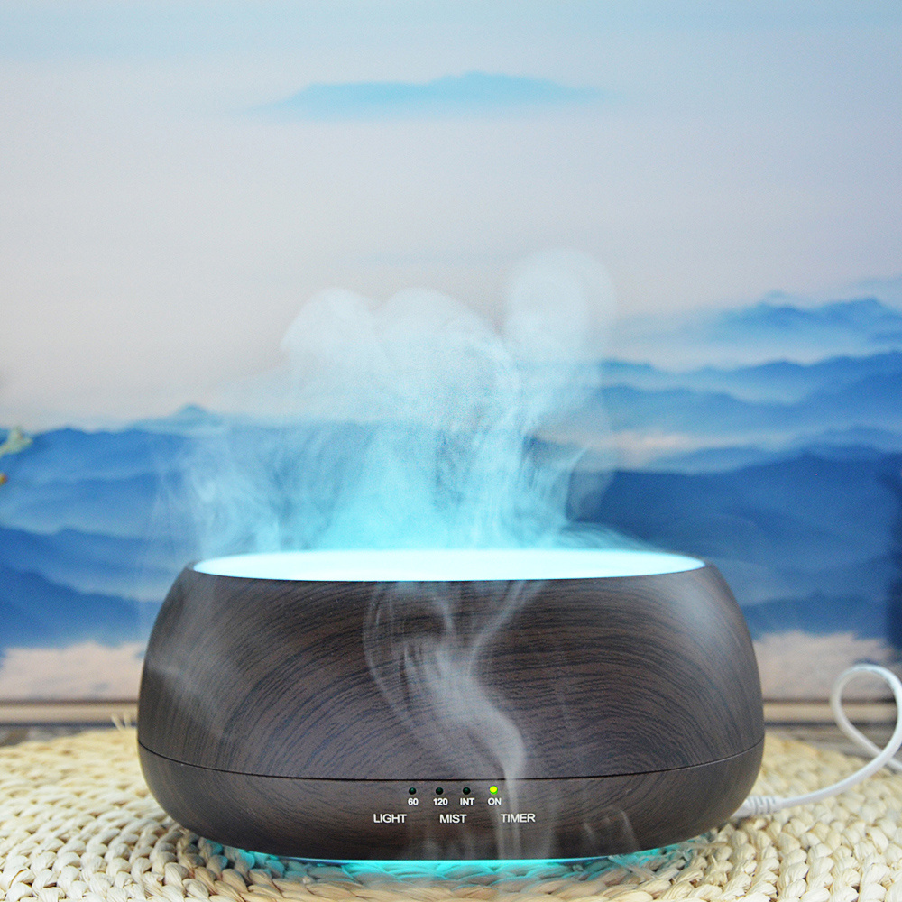 2023 New Desktop Humidifier 2 Spray Ways Cloud Cool Mist Aroma 500ml Wood Essential Oil Diffuser