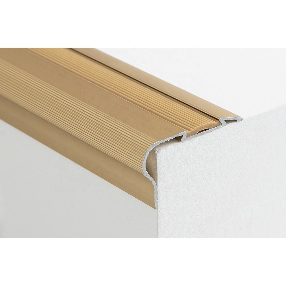 Free samples Aluminium Stair Nosing Profiles Metal Tile Trim For Stair Edge Protection High Quality Stair Nosing Strips