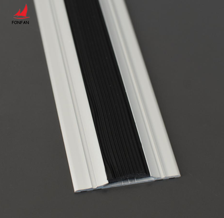 Metal transition rubber profile carpet wood floor stair tread covers anti slip decorative strips