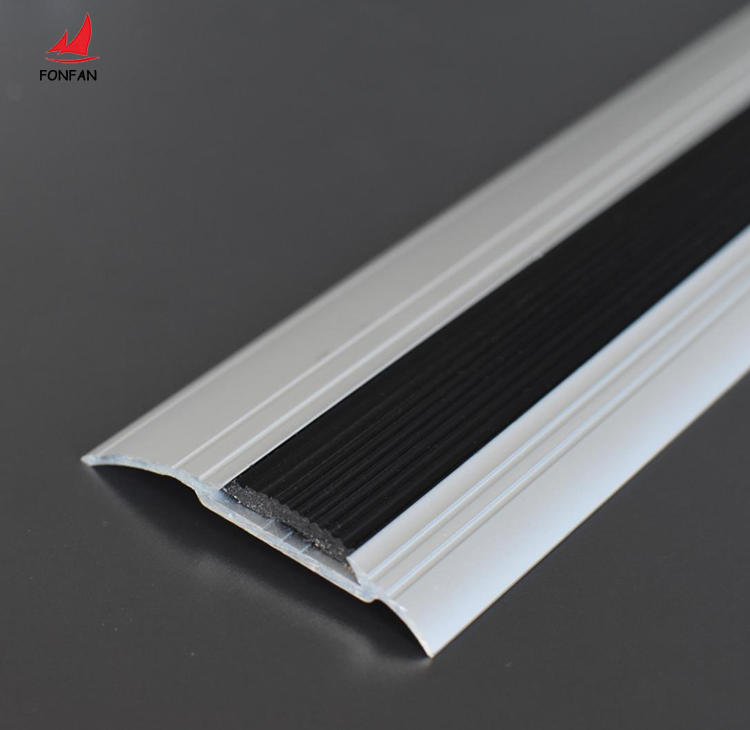 Metal transition rubber profile carpet wood floor stair tread covers anti slip decorative strips