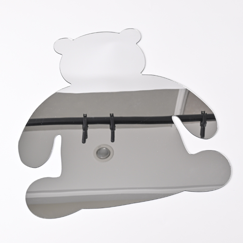 Bear Shape Acrylic Plastic Perspex Decoration Mirror New Custom Unbreakable Printing Wall Sticker Decor Acrylic Mirror