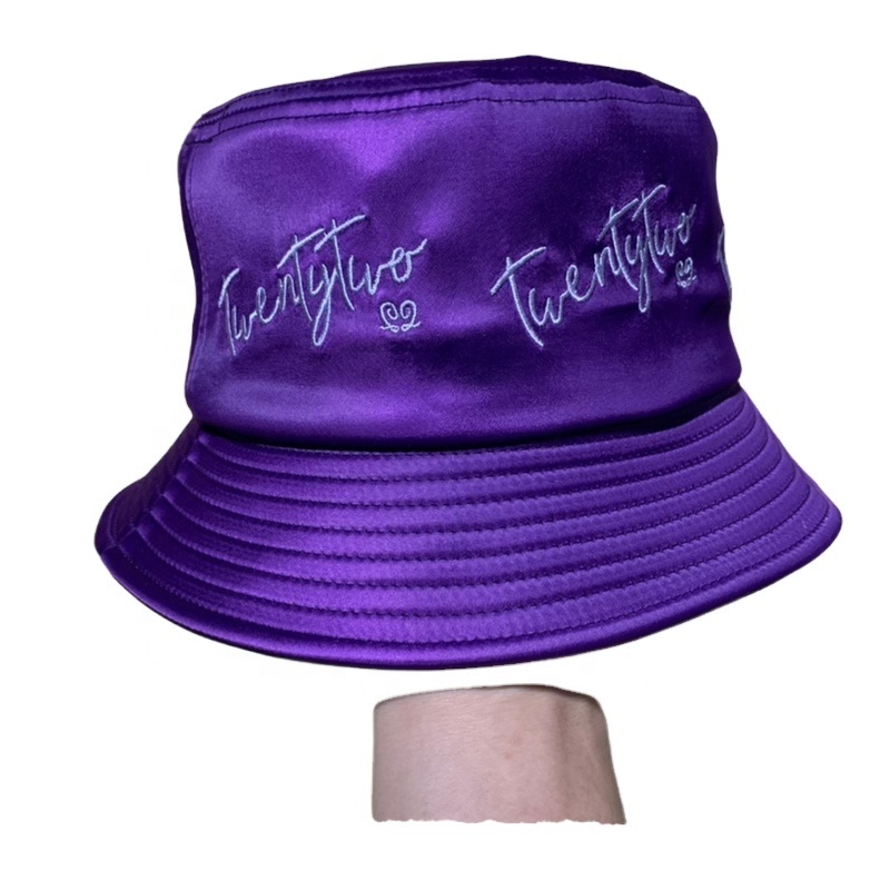 100% cotton custom bucket hat embroidery logo custom digital printing sun visor satin bucket hat