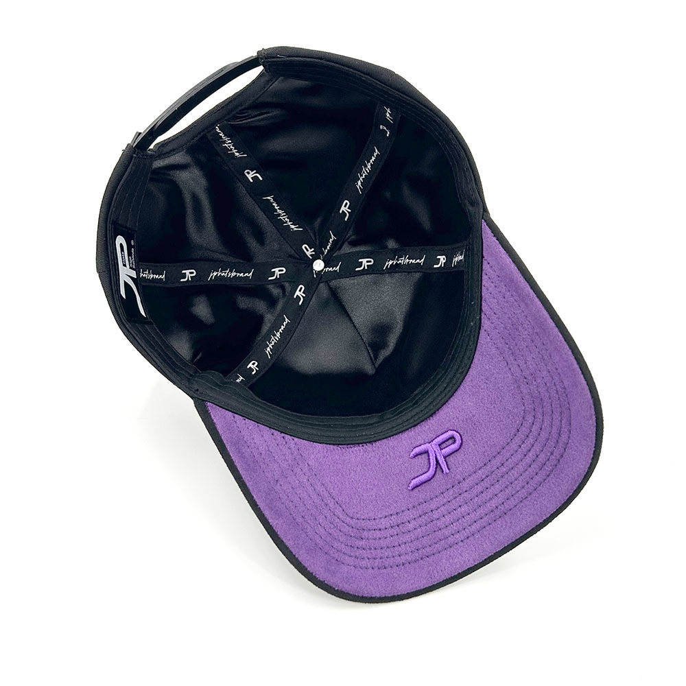 Factory custom high quality 3D puff embroidered satin lined suede baseball cap