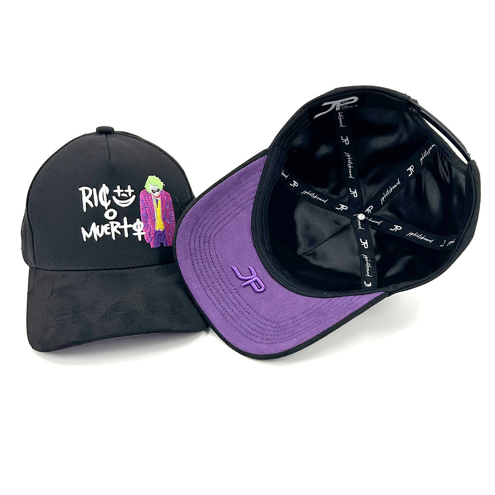 Factory custom high quality 3D puff embroidered satin lined suede baseball cap