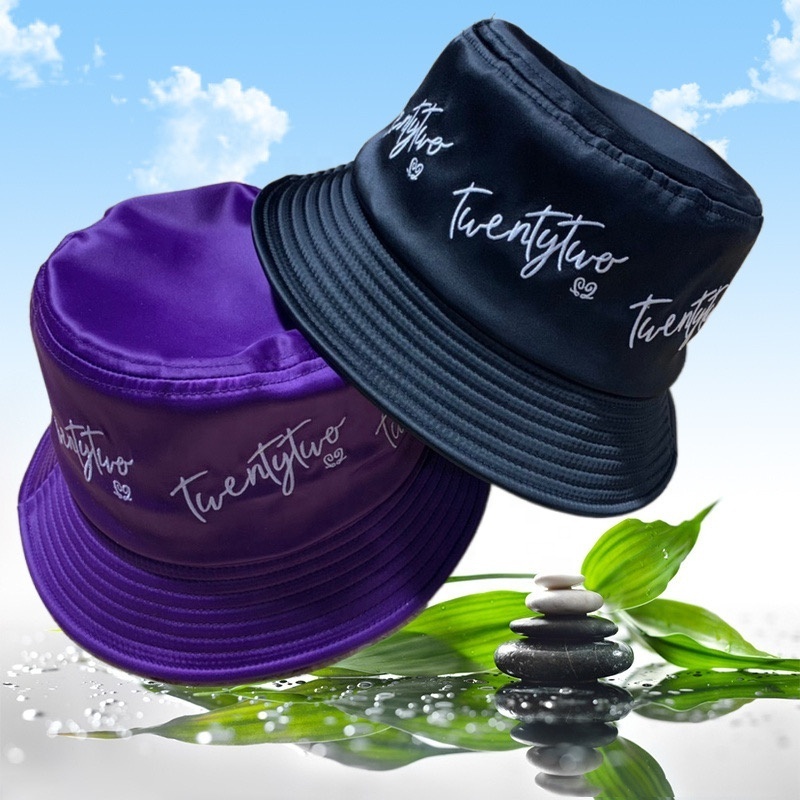 100% cotton custom bucket hat embroidery logo custom digital printing sun visor satin bucket hat