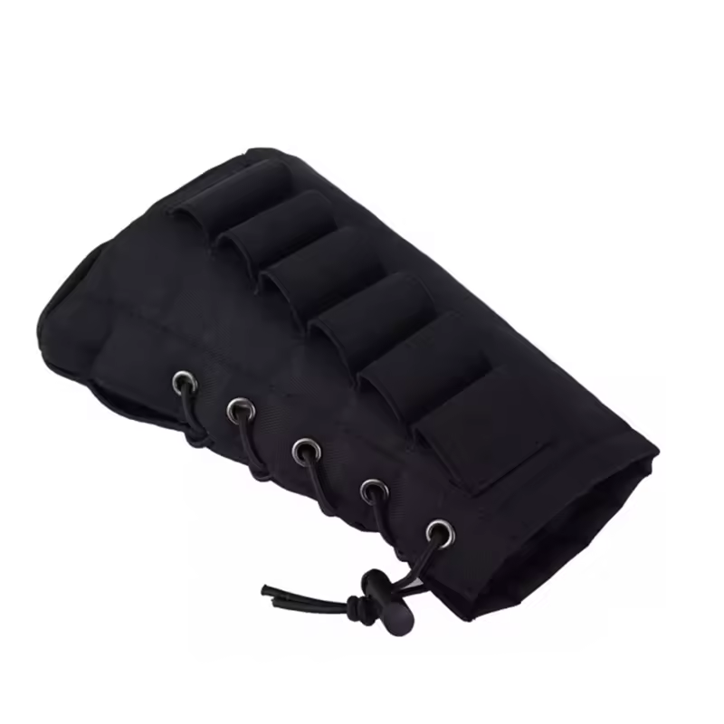 Tactical Chin Rest 6 Round Ammo Shell Holder 12/20 Ga Bullet Carrier Hunting Cartridge Pouch