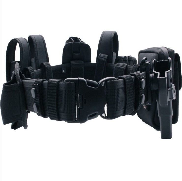 Tactical Belt Multifunctional Duty Belt Guard Utility Kit Set Handcuffs Pouch Flashlight Case Gun Holster