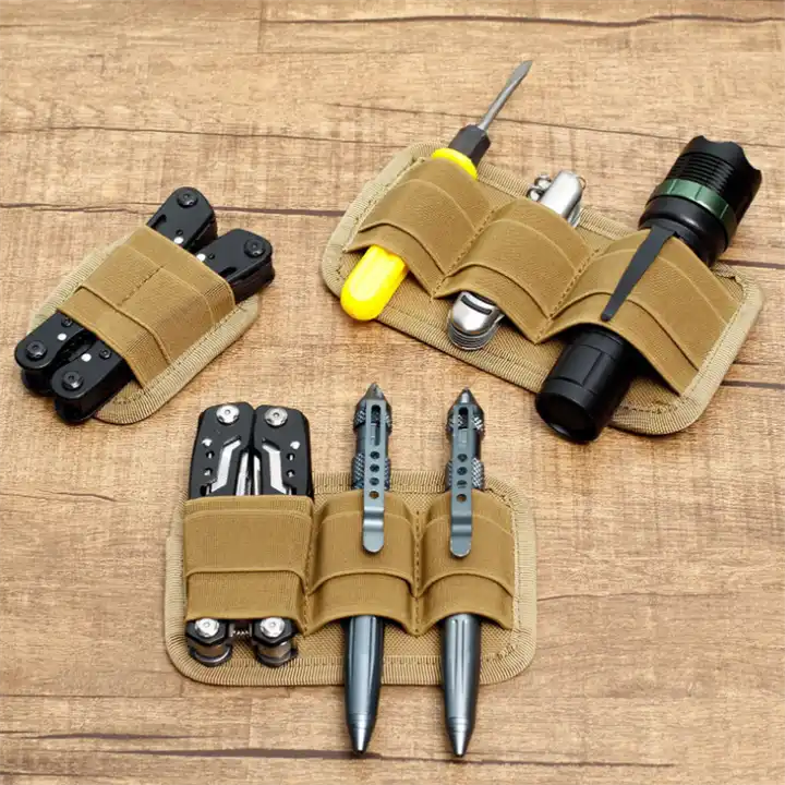 Tactical Molle Elastic Organizer Holder Pouch Hook Backed Modular Insert EDC Tool Accessories Flashlight Holder