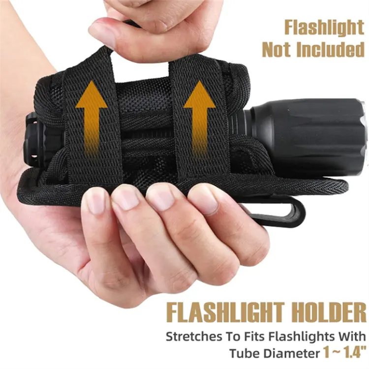 Tactical Flashlight Holster Duty Belt Pouch Stretchable Rotatable Clip 360 Degree Flashlight Torch Holder