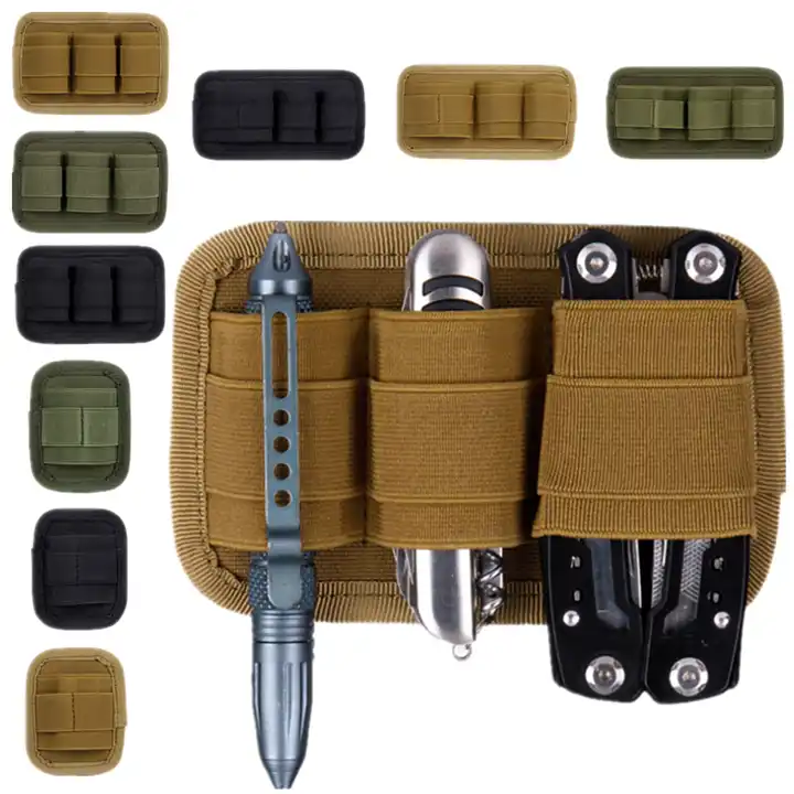 Tactical Molle Elastic Organizer Holder Pouch Hook Backed Modular Insert EDC Tool Accessories Flashlight Holder