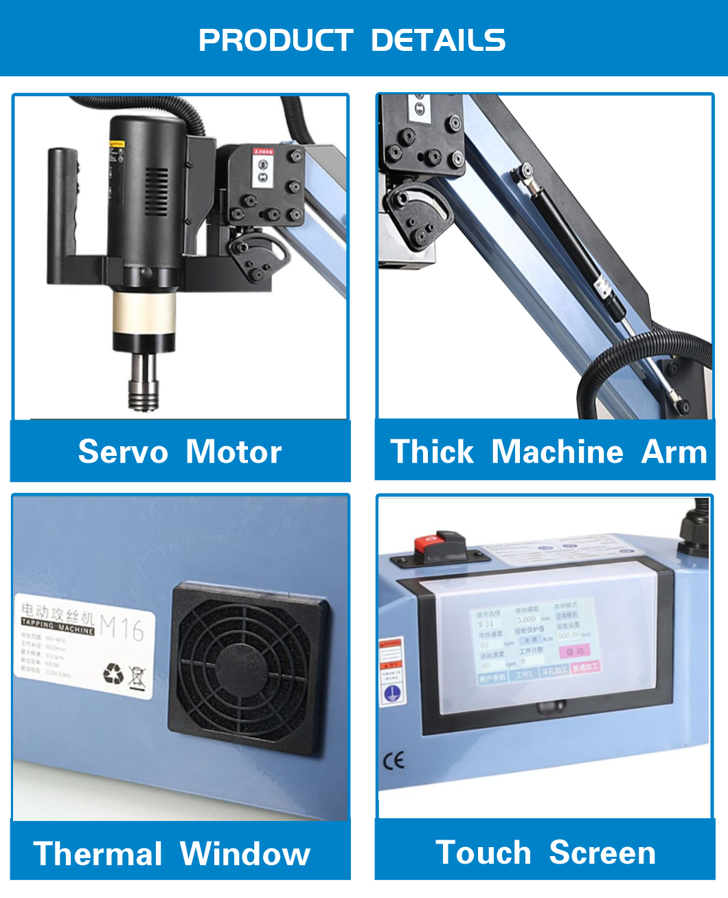 Great Hot Sale Great Machine  M3-M12 Vertical or universal Electric Arm Tapping Machine