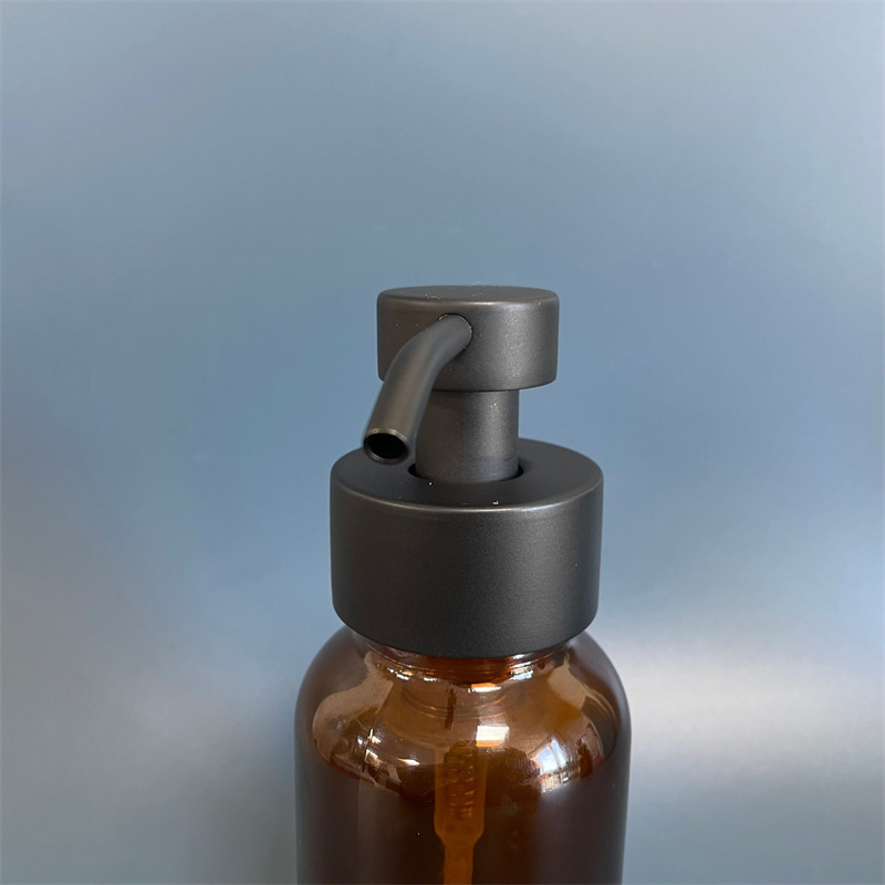 Empty Amber Stainless Steel Glass Lotion Pump/foam pump  Bottle Soap Dispenser 250 Ml bottle With Metal Gold Pump