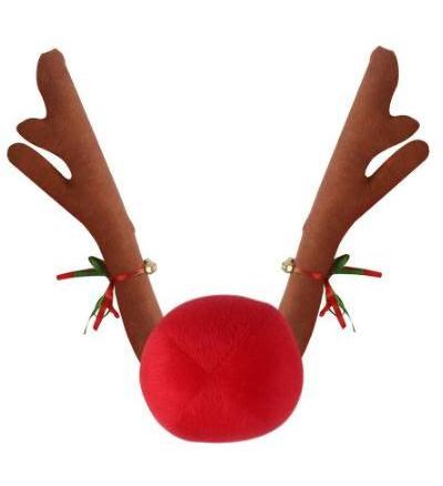 2 Antlers+1 nose Cute Vehicle Nose Horn Costume Set Horn And Red Nose Christmas Supplies Rudolf Reindeer Christmas Car Decor