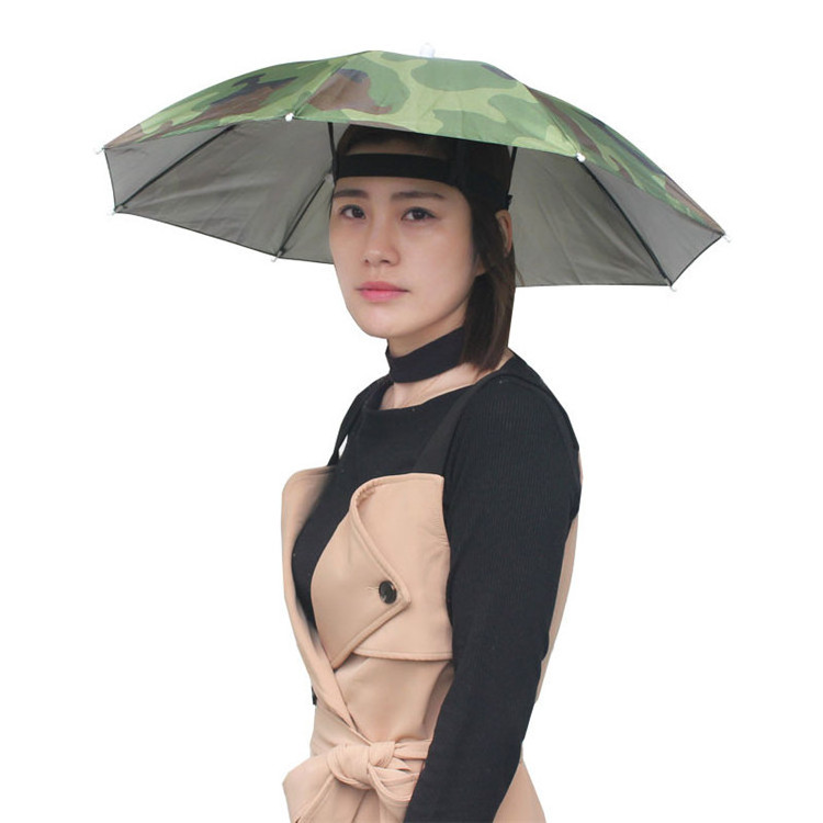 Foldable Sun Umbrella Hat Headwear Head Hats Outdoor Sports Camping Umbrella Country Folding Fishing Hiking Golf Beach Polyester