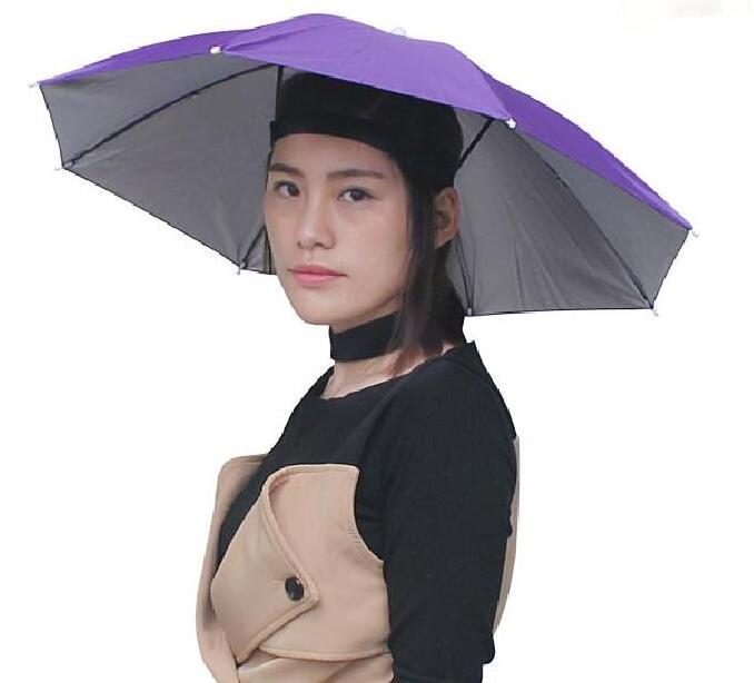 Foldable Sun Umbrella Hat Headwear Head Hats Outdoor Sports Camping Umbrella Country Folding Fishing Hiking Golf Beach Polyester