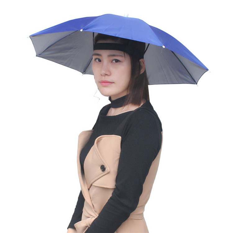 Foldable Sun Umbrella Hat Headwear Head Hats Outdoor Sports Camping Umbrella Country Folding Fishing Hiking Golf Beach Polyester