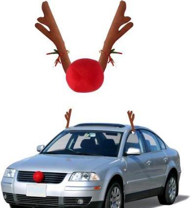 2 Antlers+1 nose Cute Vehicle Nose Horn Costume Set Horn And Red Nose Christmas Supplies Rudolf Reindeer Christmas Car Decor