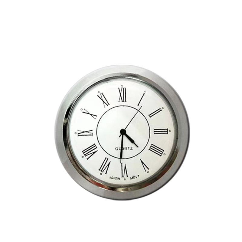 Quartz 40mm round car clock insert with Roman Numerals Arabic numerals Silver Bezel