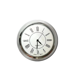 Quartz 40mm round car clock insert with Roman Numerals Arabic numerals Silver Bezel