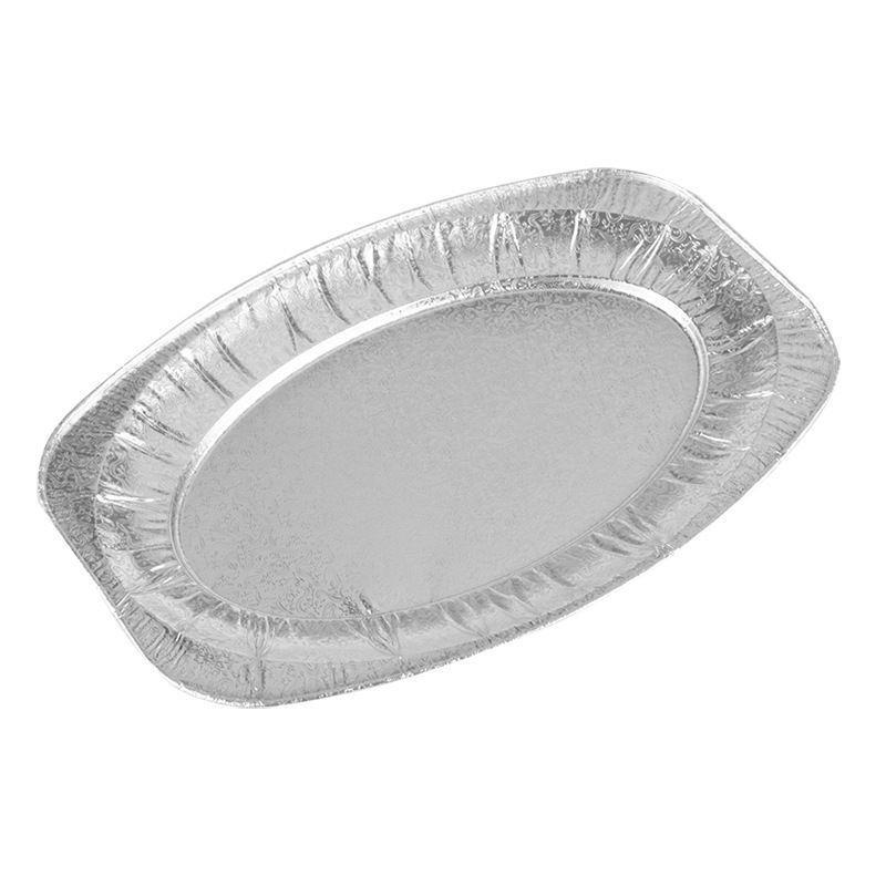 Disposable Aluminum Foil Roast Dish Holiday Dinner Barbecue Tray Cake Stand Oval Baking Pan Catering Service Platter Sheet Food