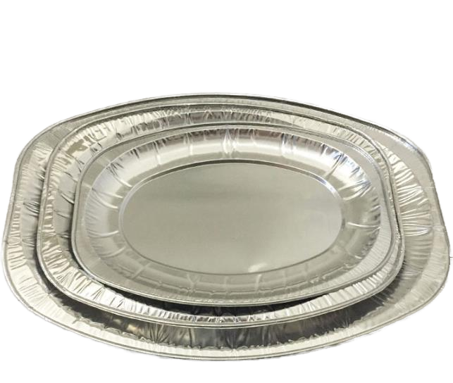 Oval Foil Turkey Tray Disposable Aluminium Catering Platter Cover for Fish and Food Use Metal Foil Catering Platter sheet