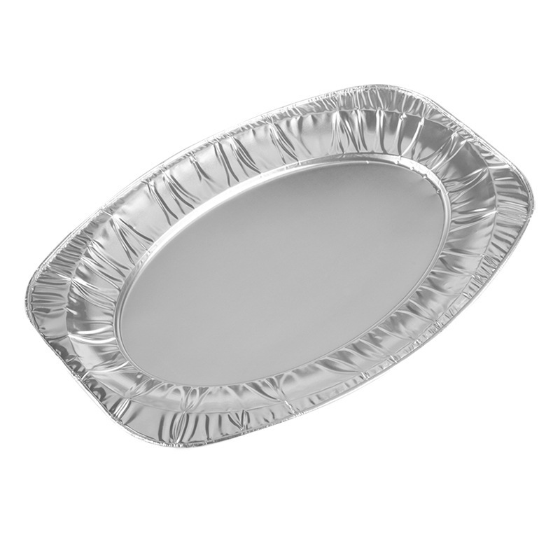 Disposable Aluminum Foil Roast Dish Holiday Dinner Barbecue Tray Cake Stand Oval Baking Pan Catering Service Platter Sheet Food