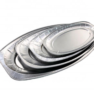 Oval Foil Turkey Tray Disposable Aluminium Catering Platter Cover for Fish and Food Use Metal Foil Catering Platter sheet