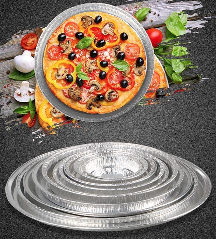 round Food Grade Pizza Pans Factory Direct Sale Disposable Pie Trays Aluminium Foil Food Containers Plate Take Food Containers