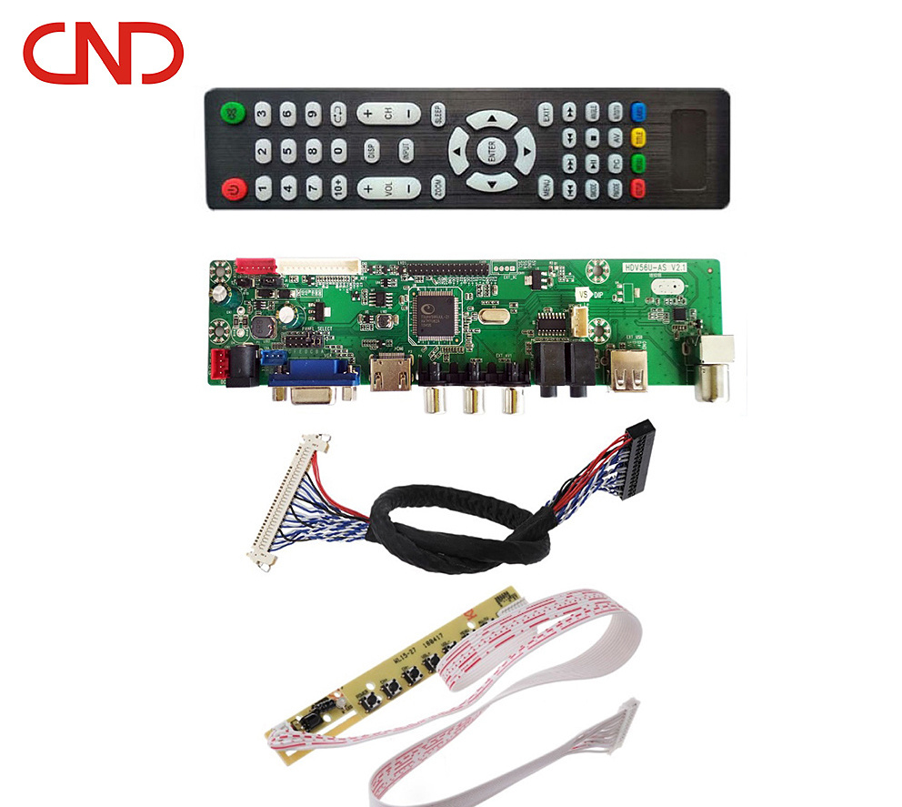 Cheap price V56 2AV LCD LED TV Main board with Remote spare parts for hisense/l g/tcl/samsung panel