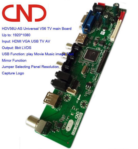 Cheap price V56 2AV LCD LED TV Main board with Remote spare parts for hisense/l g/tcl/samsung panel