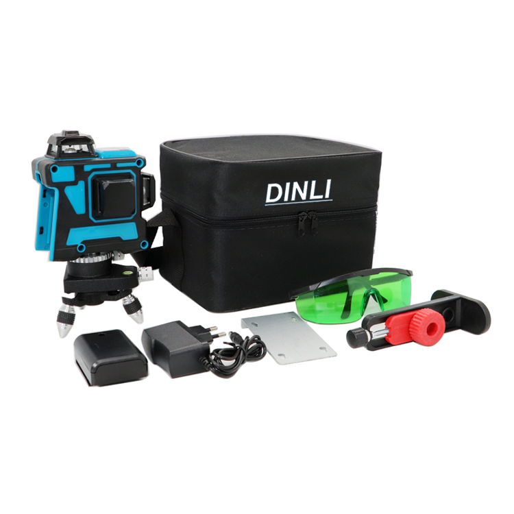 DINLI 3D Laser Level 12 lines Green Beam 360 Rotary with Tripod